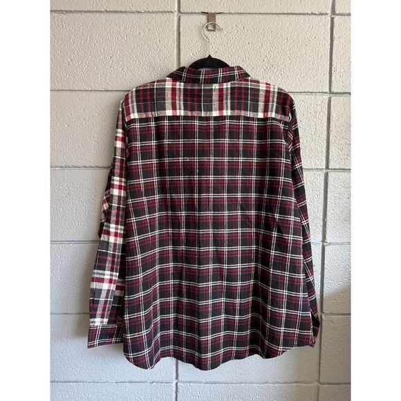 NWT Mismatched Grunge Plaid Button Front Flannel size XL - Picture 5 of 7